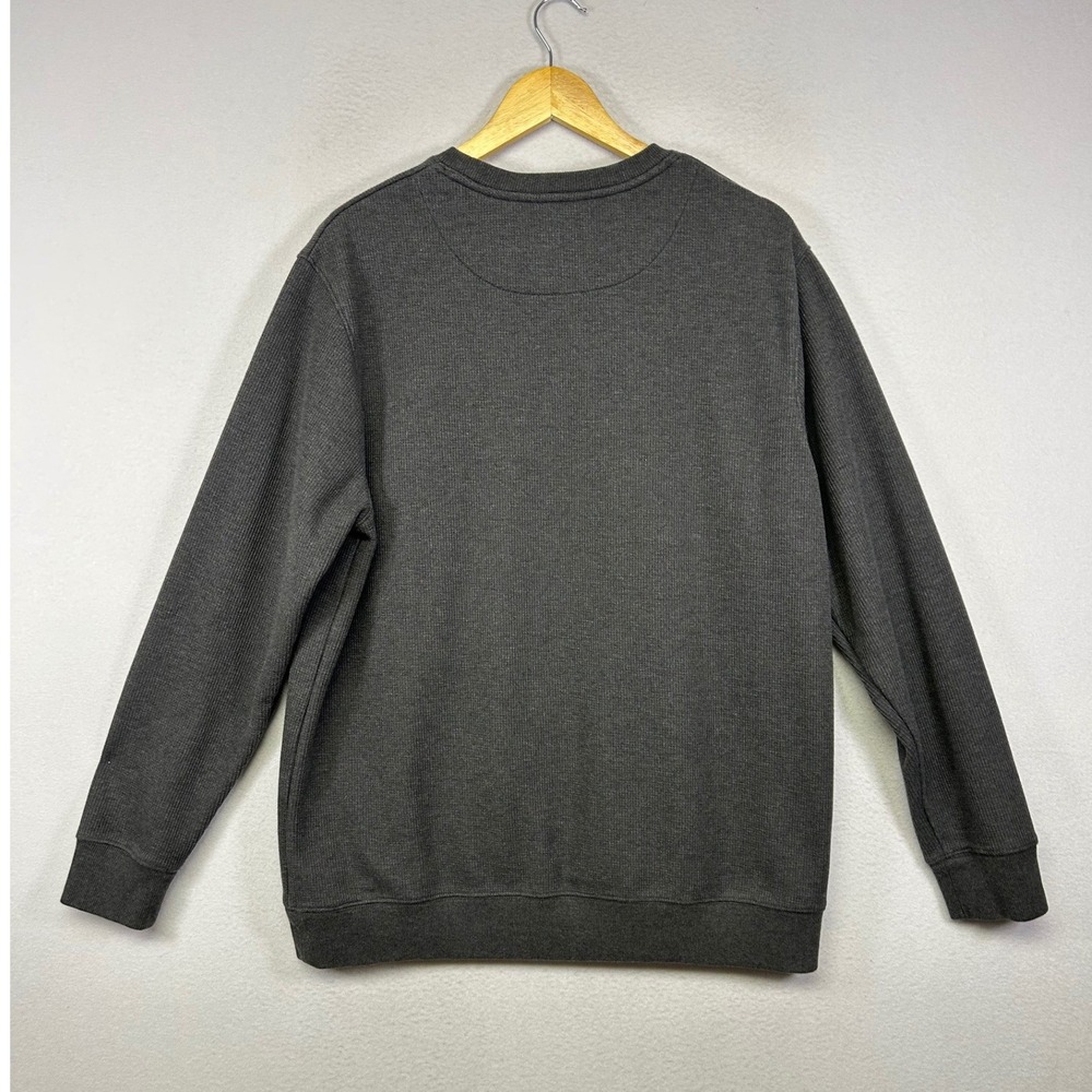 Gorpcore Bench Mens Large Gray Waffle Knit Fleece Lined Crewneck Sweatshirt L View 2